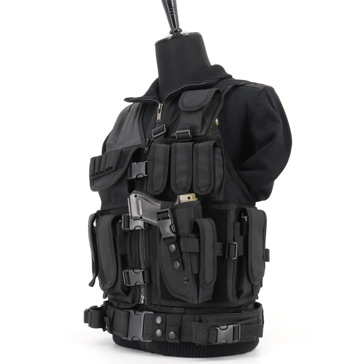 Chaleco MOLLE táctico de malla negra