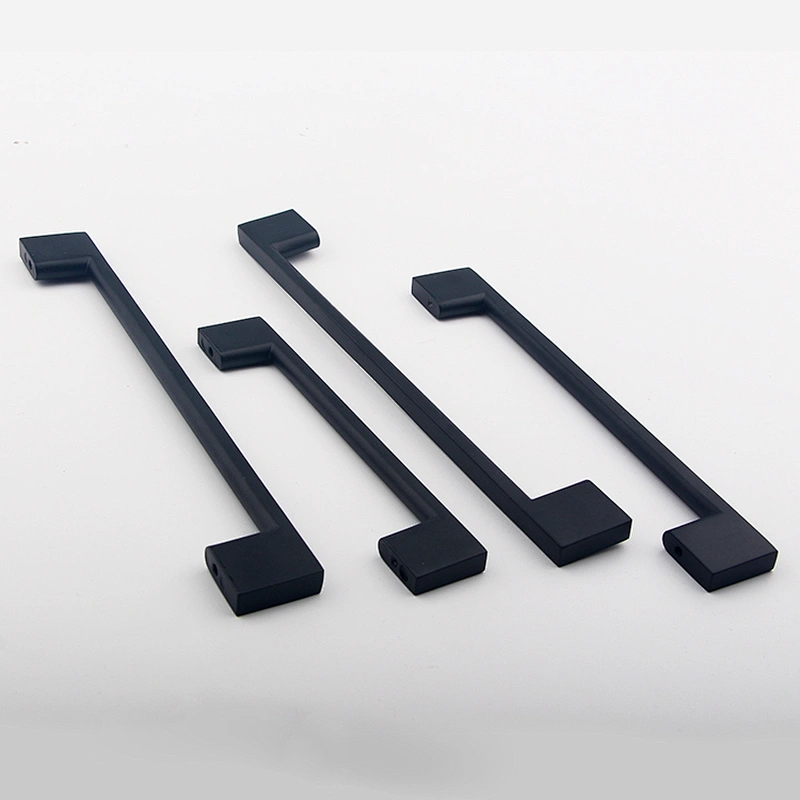 Black Furniture Hardware Kitchen Handle Aluminum Alloy Brushed