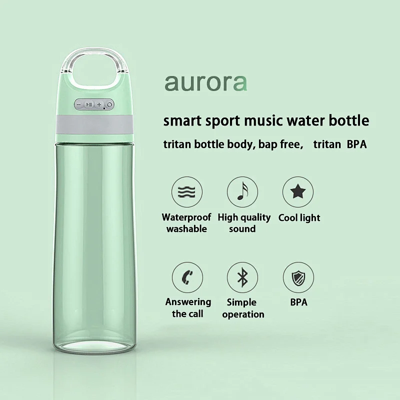 Green Intelligent Outdoor Sport Gym Smart Music Water Bottle