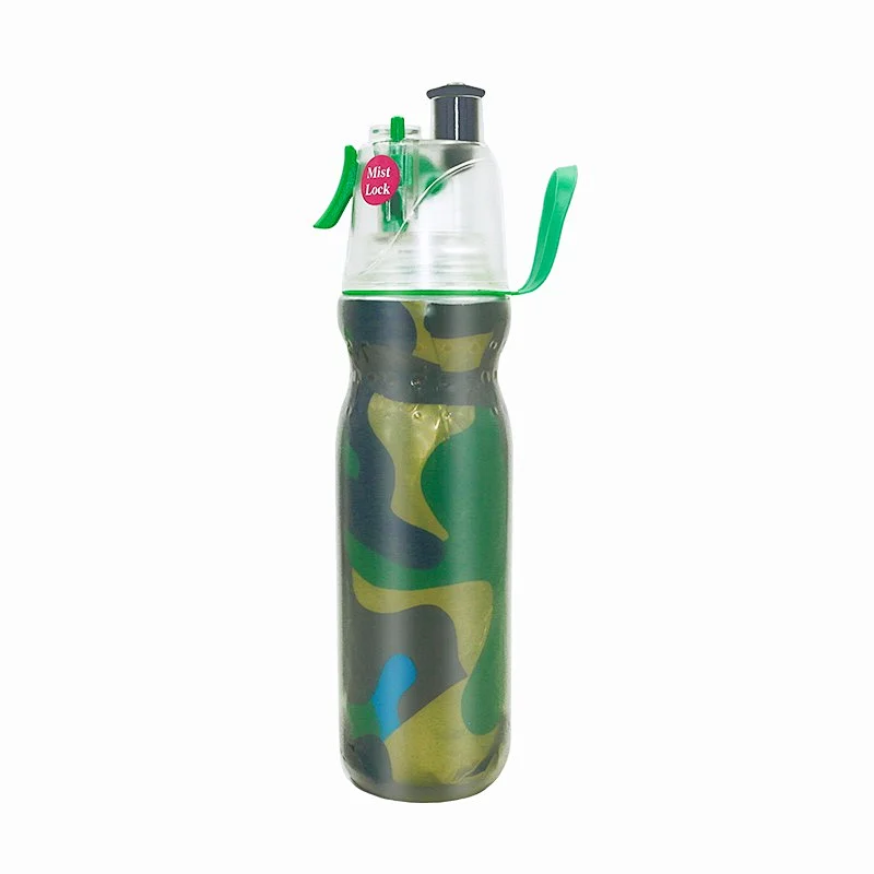 Best selling double layer PE plastic Spray Mist Bottle outdoor sports drink water bottle with straw