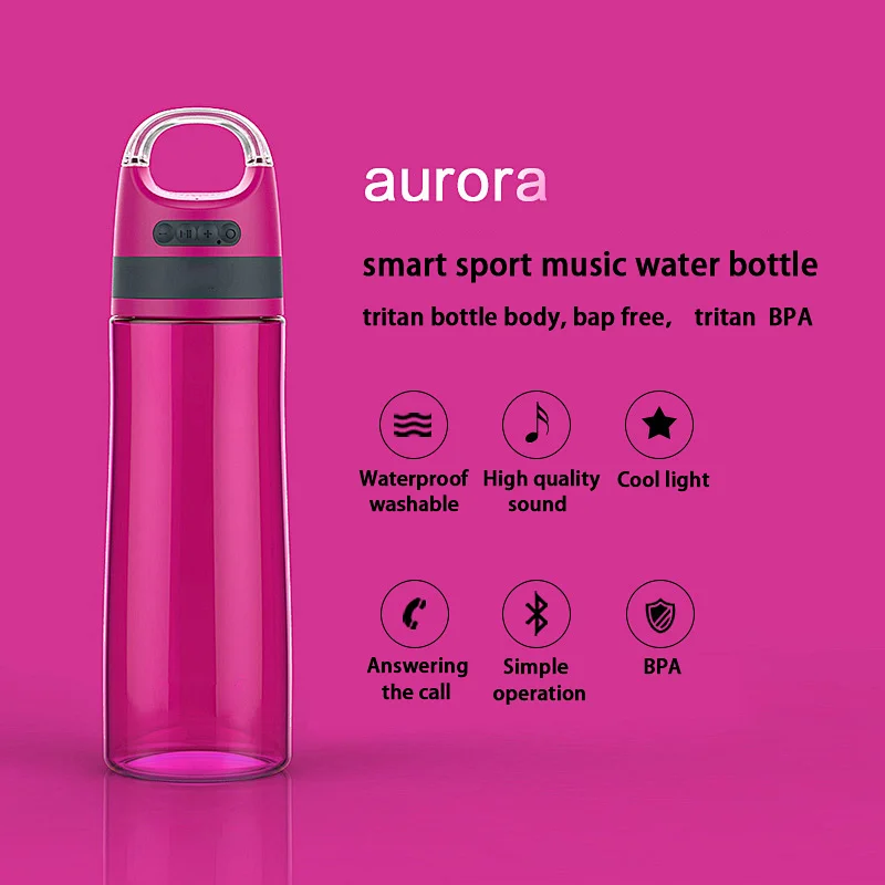 Rose Red Plastic Sport Outdoor Music Water Bottle