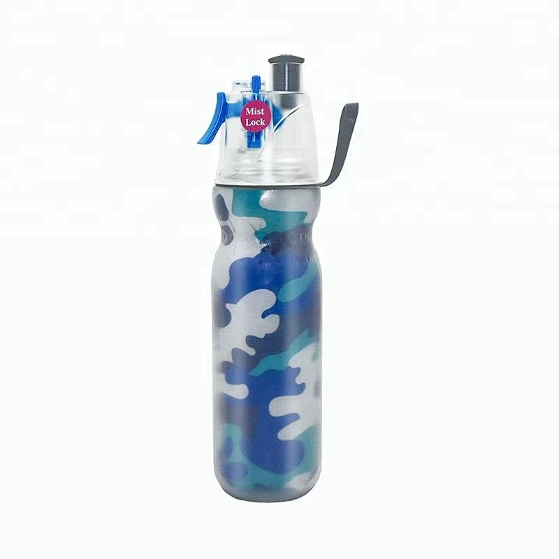 Best selling double layer PE plastic Spray Mist Bottle outdoor sports drink water bottle with straw