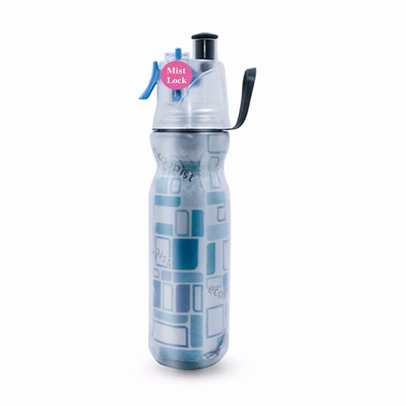 Best selling double layer PE plastic Spray Mist Bottle outdoor sports drink water bottle with straw