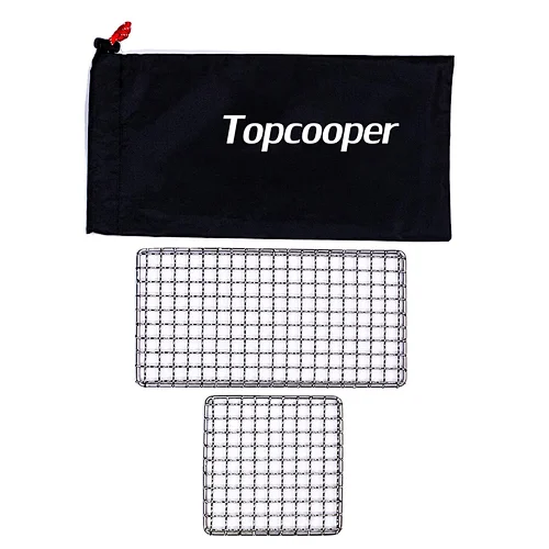TOPCOOPER 2 Pack Bushcraft grill mesh with grill mesh bag