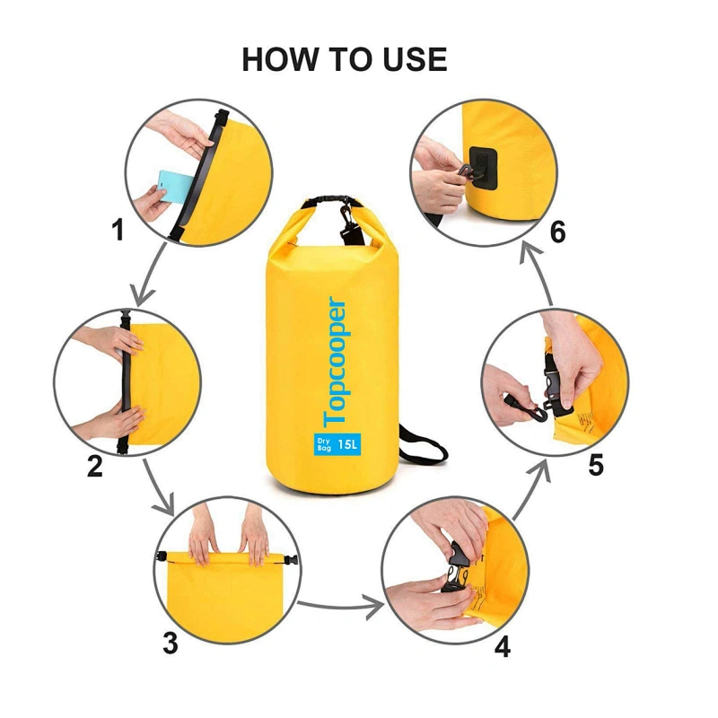 TOPCOOPER 500D PVC Tarpaulin Waterproof Dry Bag Ocean Pack Dry Sack