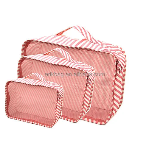 New Design 230D Customized Color Lightweight Durable 3 Pcs Packing Cube With Mesh Window For Travel