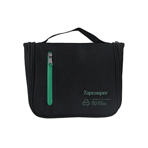 RPET fabric Portable folding makeup cosmetic bag with hanging hook