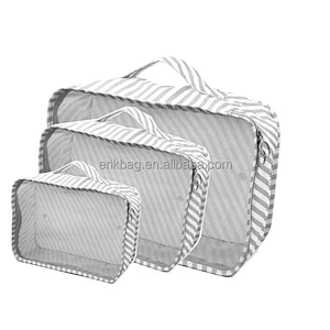 New Design 230D Customized Color Lightweight Durable 3 Pcs Packing Cube With Mesh Window For Travel