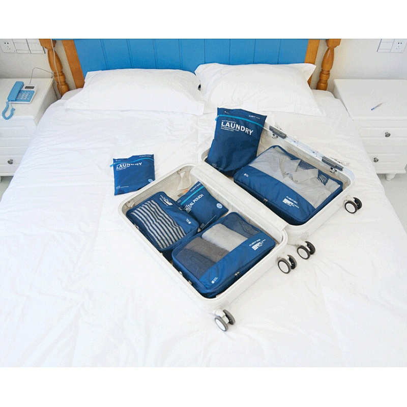 2020  Portable Waterproof Foldable luggage organizer bag 6pcs  Packing Cube with Mesh window