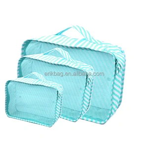 New Design 230D Customized Color Lightweight Durable 3 Pcs Packing Cube With Mesh Window For Travel