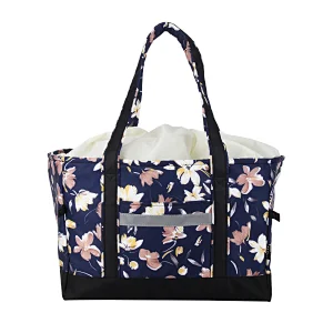 Folding tote cooler bag drawstring-top