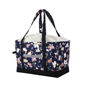 Folding tote cooler bag drawstring-top