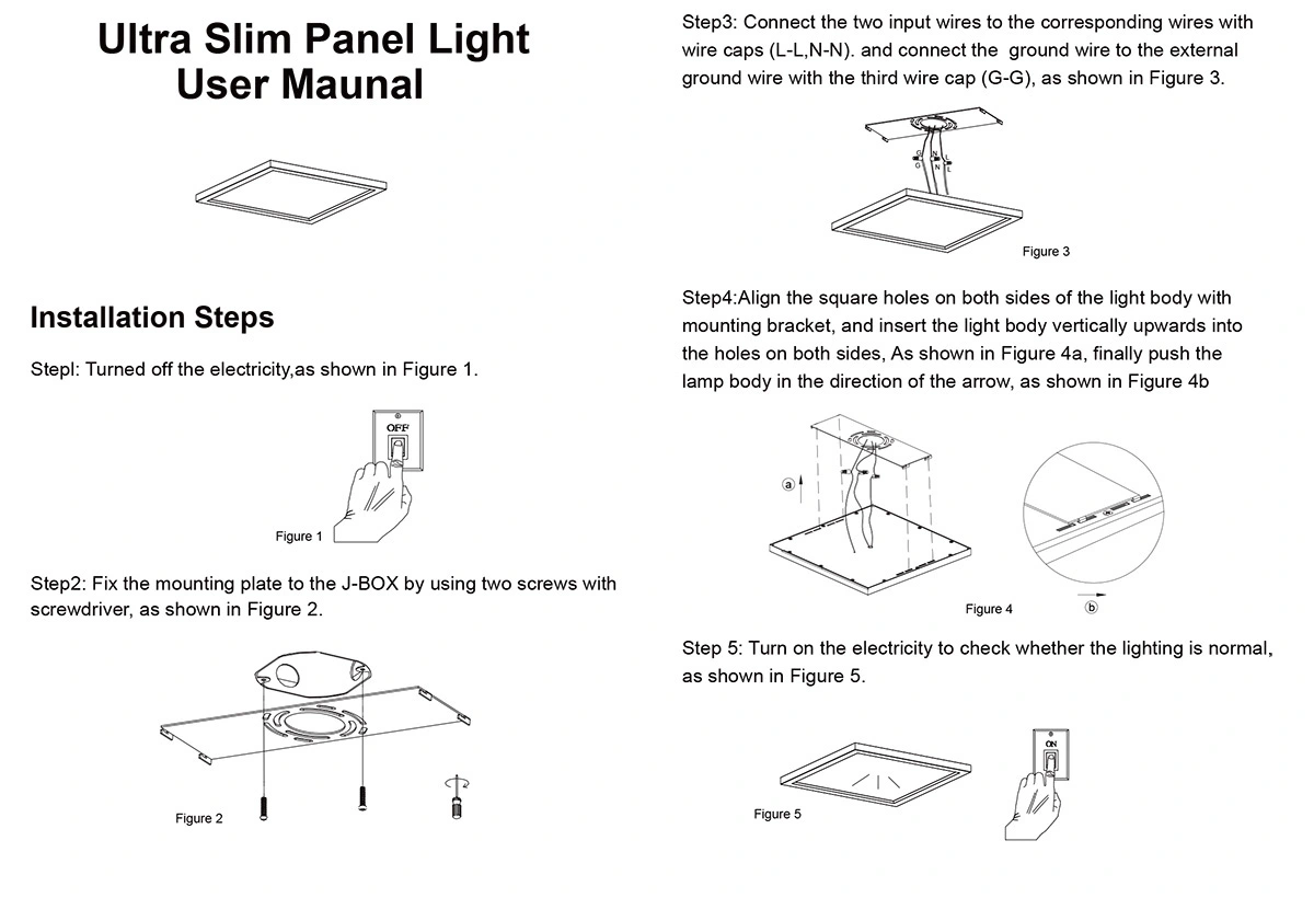 ultra slim led panel light user maunal