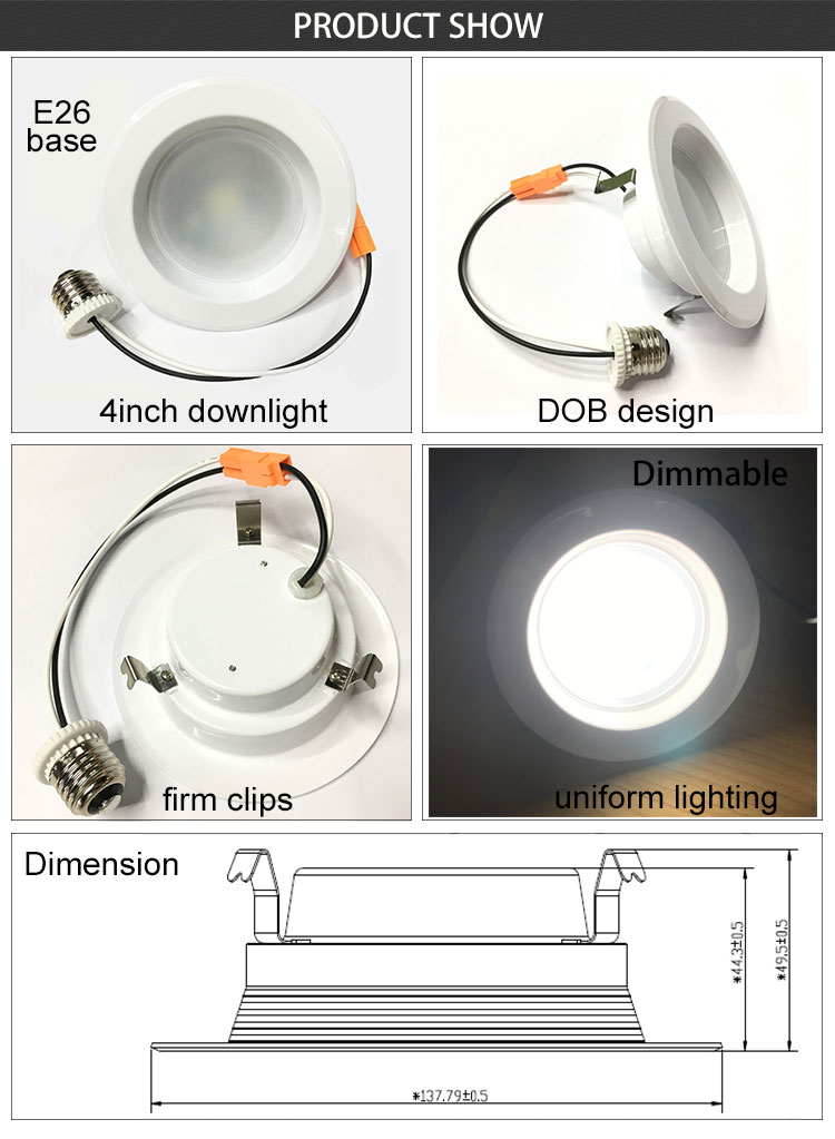 Driverless DOB Design 4inch 13w 4000k Dimmable Led Downlight Housing UL ES JA8 5years