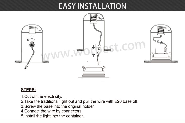 Driverless DOB Design 4inch 13w 4000k Dimmable Led Downlight Housing UL ES JA8 5years