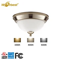 Worbest led flush mount ceiling light white milk 11inch 15w led glass light for UL and ES listed