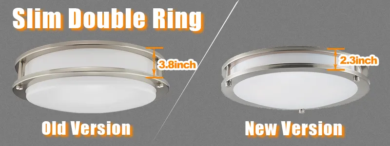 slim double ring ceiling light