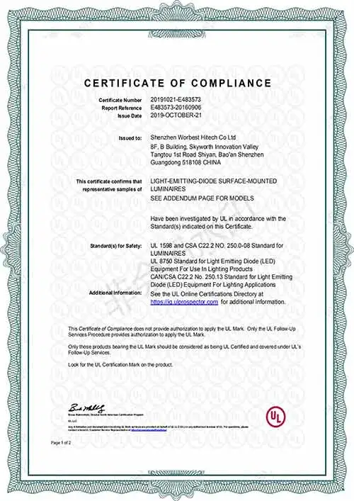 UL/cUL certification