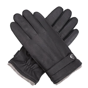 High Quality Custom Men Real Deer Skin Winter Car Driving Leather Gloves