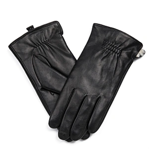 Wholesale Male Rabbit Fur Lined Genuine Lambskin Leather Car Driving Gloves Men for Winter