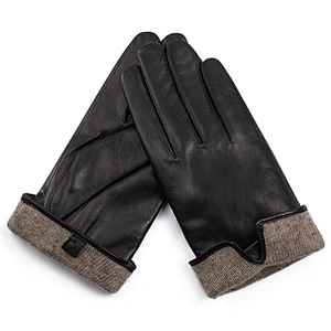 Men Custom Genuine Sheepskin Car Driving Touch Screen Winter Leather Gloves
