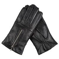 100% Genuine Lambskin Black Leather Driving Gloves Men