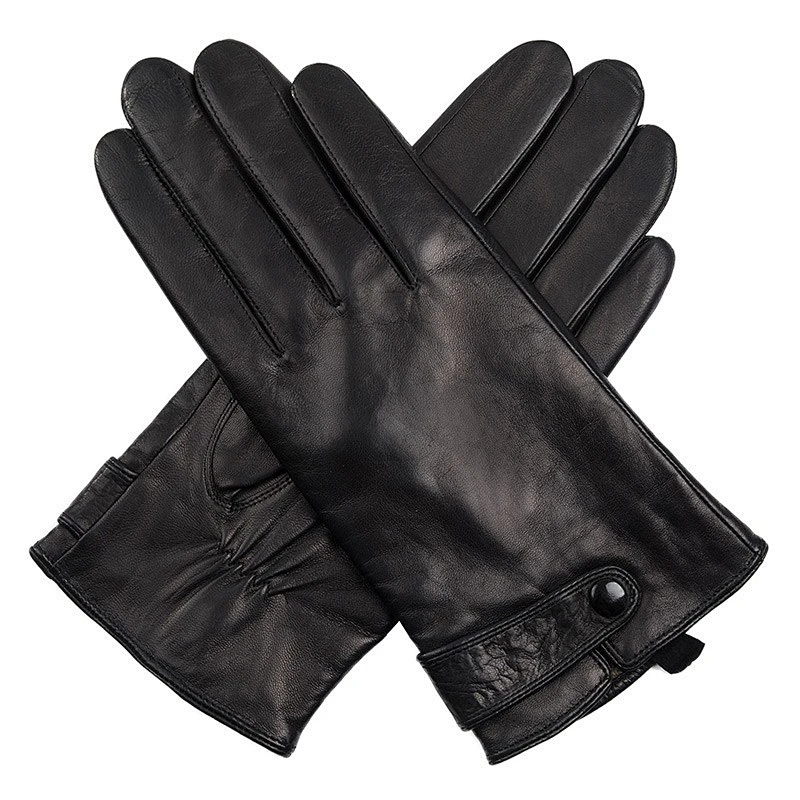 Men Custom Genuine Sheepskin Car Driving Touch Screen Winter Leather Gloves