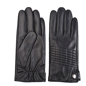 Custom Genuine Sheepskin Car Driving Black Gloves Leather Men for Winter