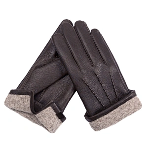 Ladies' Custom Made Luxury Real Rabbit Fur Cuff Leather Gloves for Winter