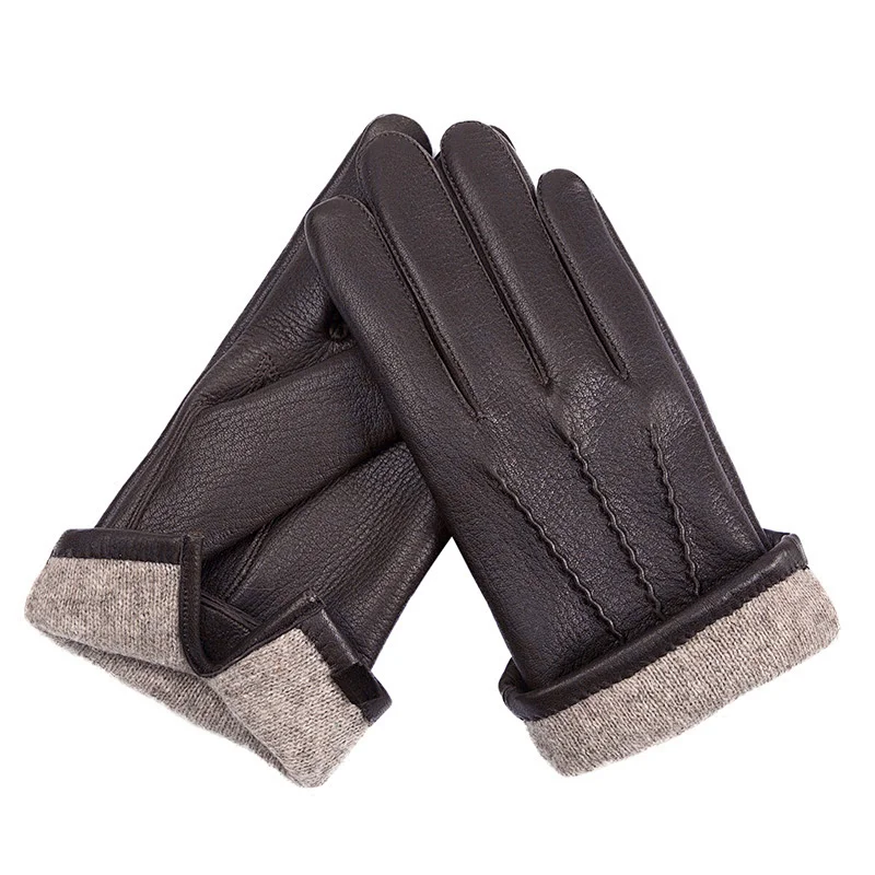 Ladies' Custom Made Luxury Real Rabbit Fur Cuff Leather Gloves for Winter