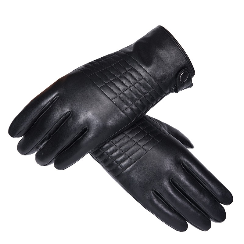 Custom Genuine Sheepskin Car Driving Black Gloves Leather Men for Winter