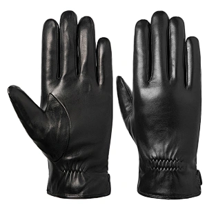 Wholesale Male Rabbit Fur Lined Genuine Lambskin Leather Car Driving Gloves Men for Winter