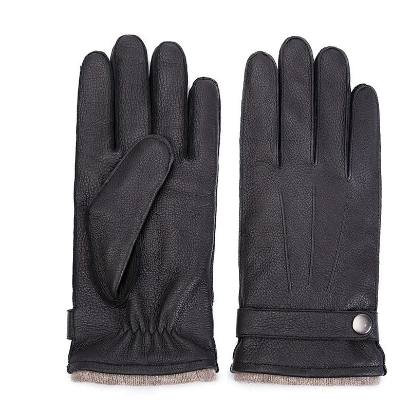 High Quality Custom Men Real Deer Skin Winter Car Driving Leather Gloves