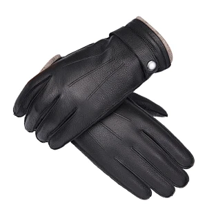High Quality Custom Men Real Deer Skin Winter Car Driving Leather Gloves