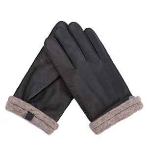 Ladies' Custom Made Luxury Real Rabbit Fur Cuff Leather Gloves for Winter