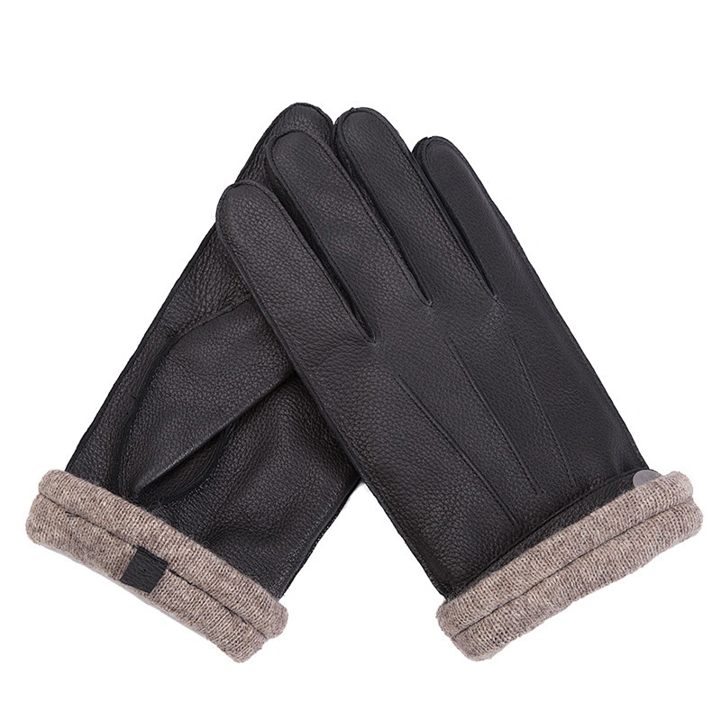 High Quality Custom Men Real Deer Skin Winter Car Driving Leather Gloves