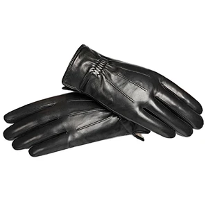 Wholesale Male Rabbit Fur Lined Genuine Lambskin Leather Car Driving Gloves Men for Winter