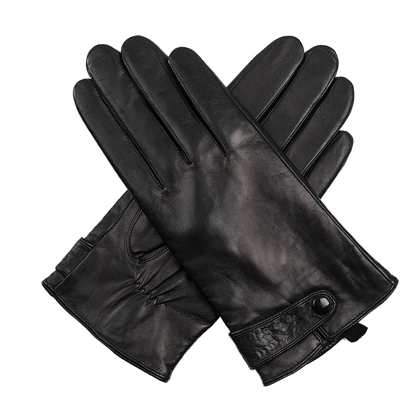 Men Custom Genuine Sheepskin Car Driving Touch Screen Winter Leather Gloves