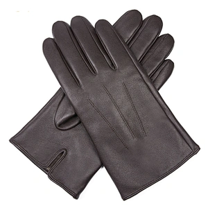 Wholesale Mens Winter Leather Gloves Good Genuine Sheepskin Black Brown Dress Leather Gloves for Car Driving