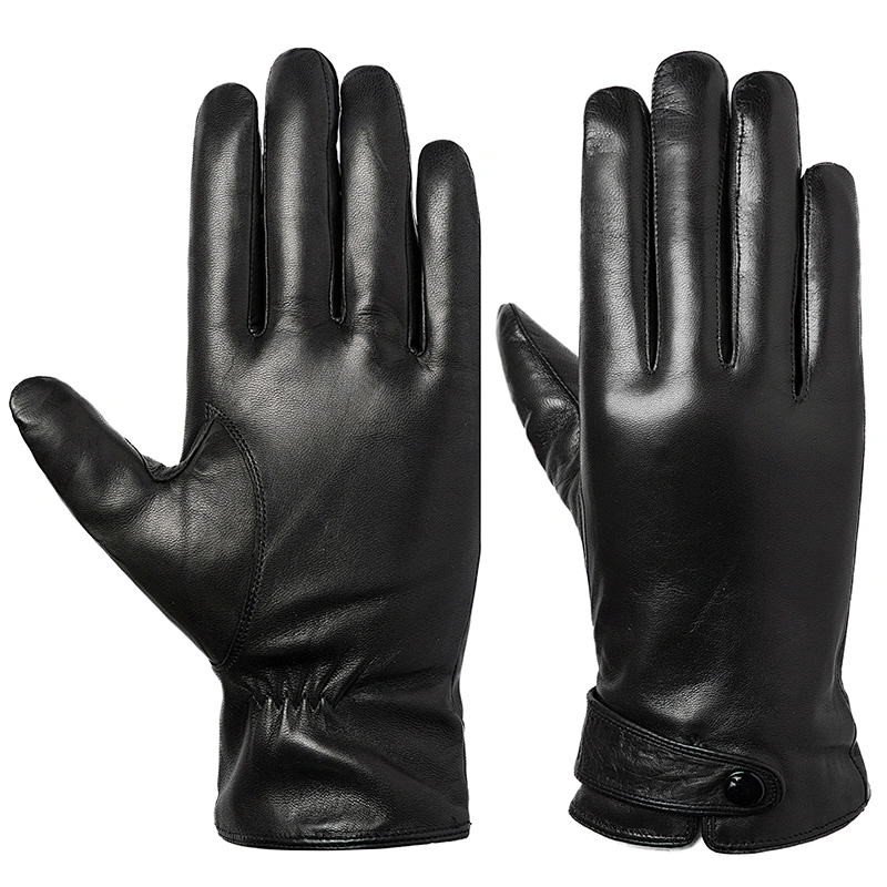 Men Custom Genuine Sheepskin Car Driving Touch Screen Winter Leather Gloves