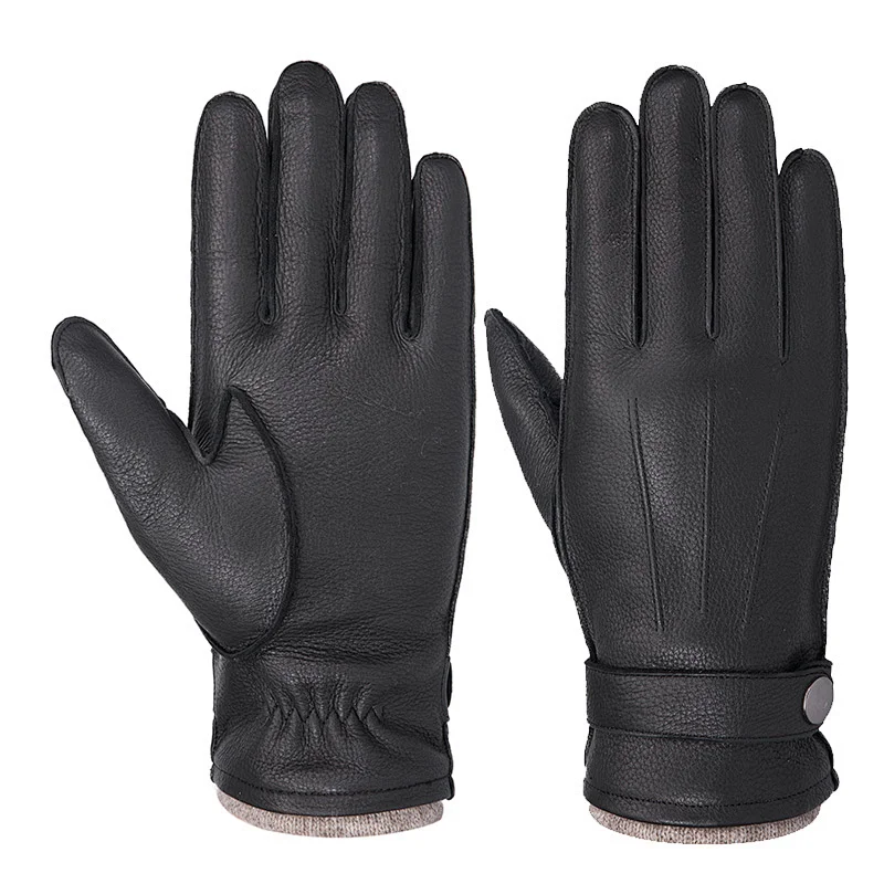 Ladies' Custom Made Luxury Real Rabbit Fur Cuff Leather Gloves for Winter