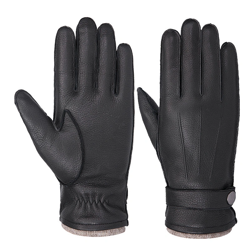 High Quality Custom Men Real Deer Skin Winter Car Driving Leather Gloves