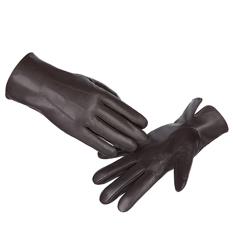 Wholesale Mens Winter Leather Gloves Good Genuine Sheepskin Black Brown Dress Leather Gloves for Car Driving