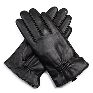 Wholesale Male Rabbit Fur Lined Genuine Lambskin Leather Car Driving Gloves Men for Winter