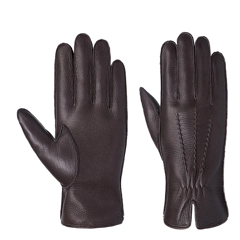 Custom Fashion Luxury China Manufacturer Wholesale Men Cheap Winter Warm Real Genuine Deerskin Car Driving Leather Palm Gloves