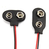 I-Style 9V Battery Electrical Snap Clip Connector 9V Battery Leather Black Clasp Cable