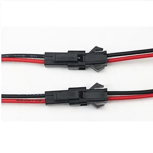 Customized JST SM 2P 2.54 Pitch male to female connector  wire harness cable