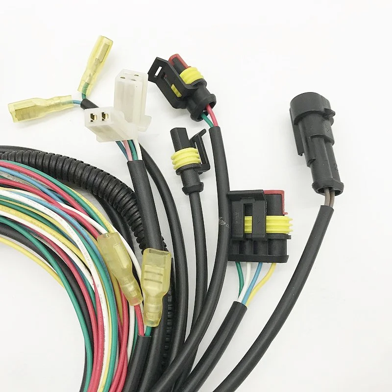 Custom 14 pin Automotive waterproof connector wiring harness and cable assembly