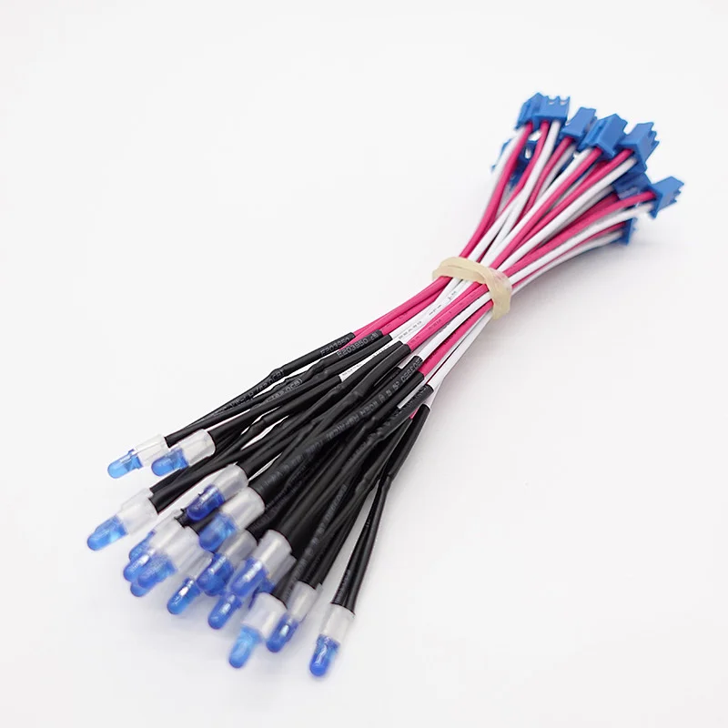 High Quality 5mm LED Work Light JST Molex 2pin Blue Indicator LED Wire Harness