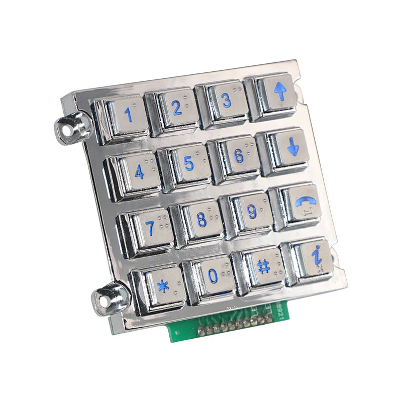 16 Braille Keys Led Backlight Industrial Keypad